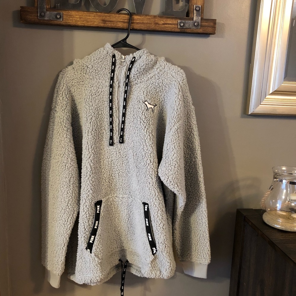 Pink Sherpa quarter  zip hoodie